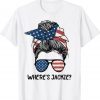 Where's Jackie Messy Bun American Anti Biden T-Shirt