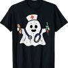 Nurse Ghost Scrub Halloween Costume For Nurses RN Tee Shirt