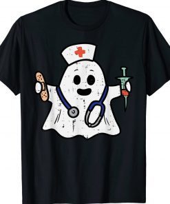 Nurse Ghost Scrub Halloween Costume For Nurses RN Tee Shirt