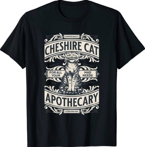 Cheshire Cat Alice in Wonderland Vintage Book T-Shirt