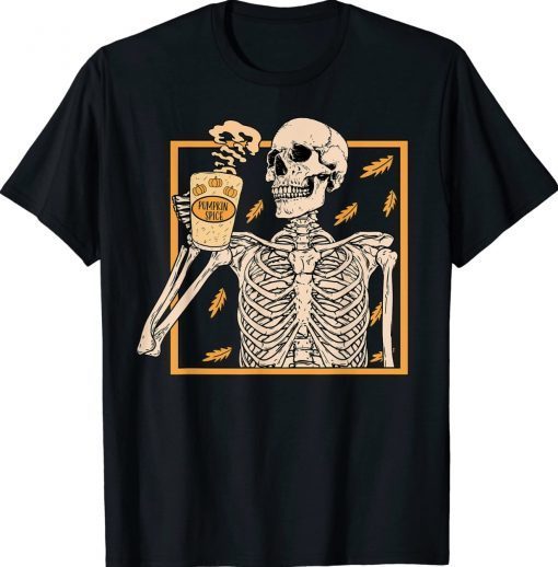 Vintage Halloween Skeleton Pumpkin Spice Latte Syrup Creamer Vintage TShirt