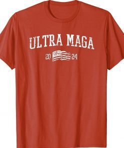 Vintage Ultra Maga 2024 Worn Collegiate-Style Patriotic T-Shirt