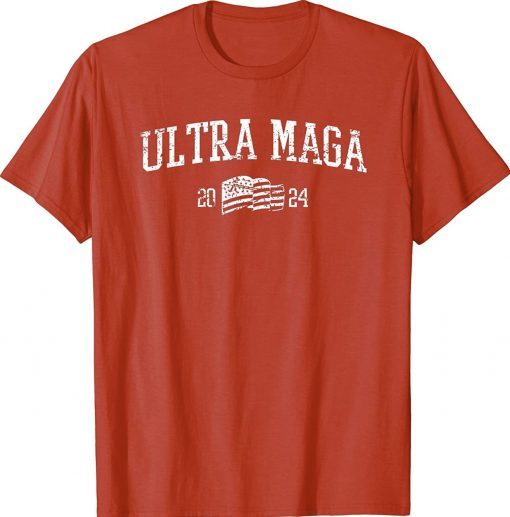 Vintage Ultra Maga 2024 Worn Collegiate-Style Patriotic T-Shirt