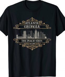 Atlanta Georgia Skyline Sketch State Capital Facts Vintage TShirt