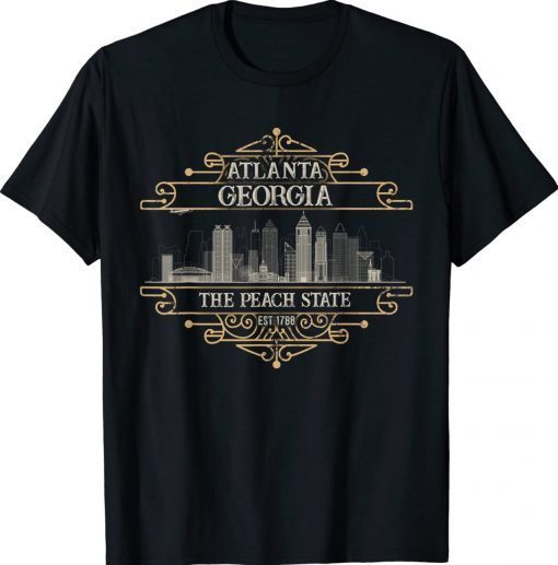 Atlanta Georgia Skyline Sketch State Capital Facts Vintage TShirt