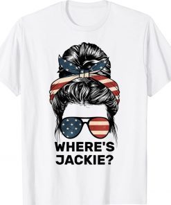 Where's Jackie Messy Bun American Flag Tee Shirt