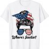 Where's Jackie Messy Bun American Flag Anti-Biden Gift T-Shirt