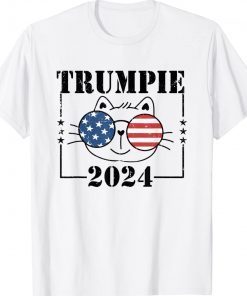 Trumpie Cat 2024 Proud Trumpie 2024 Sunglasses USA Flag T-Shirt