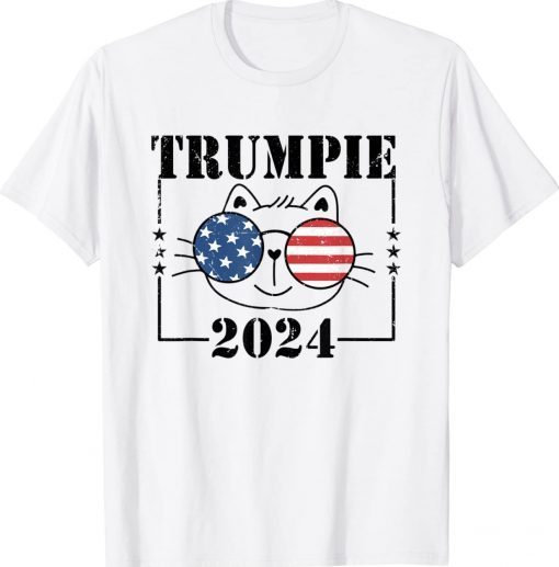 Trumpie Cat 2024 Proud Trumpie 2024 Sunglasses USA Flag T-Shirt