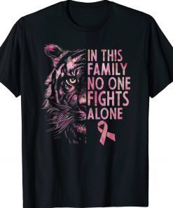 Breast Cancer Awareness 2022 Tiger Family Matching Ribbon Tee Shirt