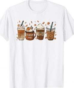 Fall Coffee Pumpkin Spice Latte Iced Warm Cozy Autumn Orange Vintage TShirt