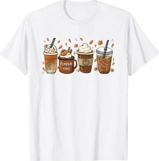 Fall Coffee Pumpkin Spice Latte Iced Warm Cozy Autumn Orange Vintage TShirt