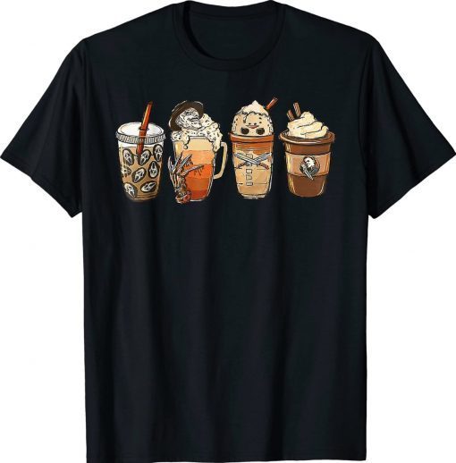 Horror Fall Coffee Pumpkin Spice Latte Iced Autumn Halloween T-Shirt