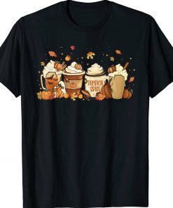 Autumn Thanksgiving Drinks Coffee Pumpkin Spice Latte Season Vintage TShirt