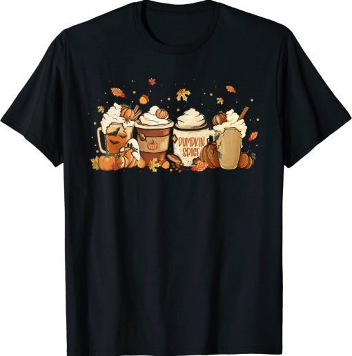 Autumn Thanksgiving Drinks Coffee Pumpkin Spice Latte Season Vintage TShirt