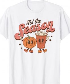 Tis The Season Vintage Retro Style Pumpkin Autumn Fall Latte 2022 T-Shirt