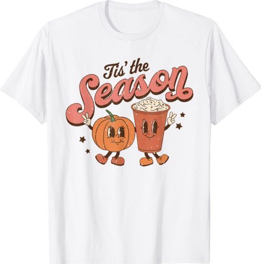 Tis The Season Vintage Retro Style Pumpkin Autumn Fall Latte 2022 T-Shirt