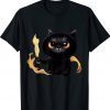 Black Cute Cat Wizard With Power Of Fire For Animal Lovers Vintage T-Shirt