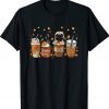 Fall Coffee Pumpkin Spice Latte Iced Autumn Pug Funny T-Shirt