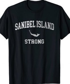 Sanibel Island Map FL Sanibel Island Strong Rtro Shirts