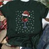 Wine With Christmas Hat Christmas Snowflakes Winter Tee Shirt