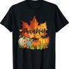 Happpy Thanksgiving Day Autumn Fall Maple Leaves Thankful Tee Shirt