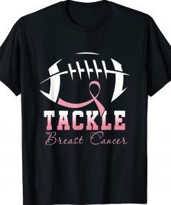 Tackle Breast Cancer Awareness Football Pink Ribbon Tee Shirt