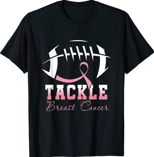 Tackle Breast Cancer Awareness Football Pink Ribbon Tee Shirt