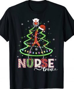 Christmas Nurse Crew Xmas pajama Scrub Stethoscope Pine Tree Tee Shirt