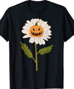 Jack O lantern Halloween Pumpkin Daisy Flower Vintage TShirt