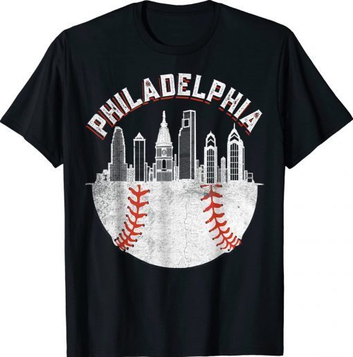 Vintage Philadelphia Baseball Skyline Retro Philly Cityscap Vintage T-Shirt