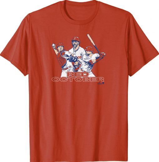 Harper Schwarber and Realmuto Red October Philly Baseball Vintage TShirt