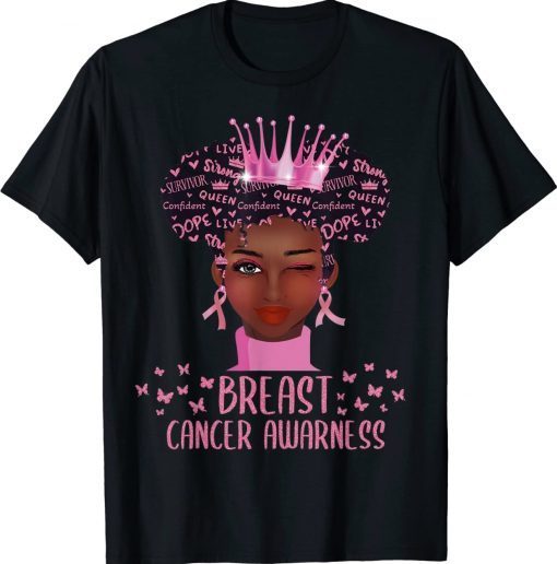 Black Woman In October We Wear Pink Breast Cancer Awareness Vintage TShirt