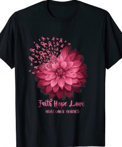 Daisy Faith Hope Love Breast Cancer Awareness Flower Ribbon Tee Shirt