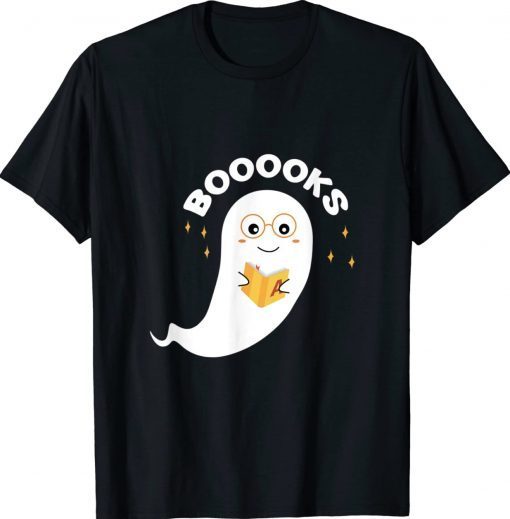 Halloween Booooks Funny Ghost Books Booooks Ghost Tee Shirt