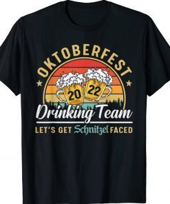 Oktoberfest 2022 Drinking Team Let's Get Schnitzel Face Vintage Shirts