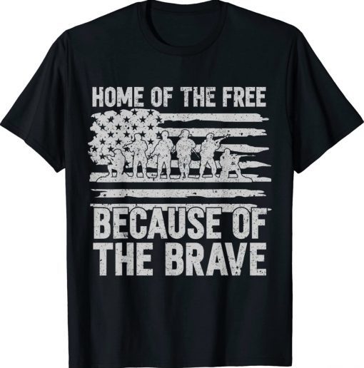 American Flag Veteran Home Of The Free Tee Shirt