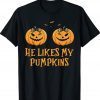 He Likes My Pumpkins She Likes My Broomstick Halloween 2023 T-Shirt