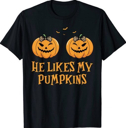 He Likes My Pumpkins She Likes My Broomstick Halloween 2023 T-Shirt