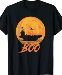 Boo Carrier Aircraft Funny Halloween For Military Navy Tee Shirt