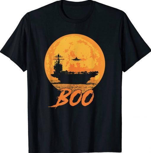 Boo Carrier Aircraft Funny Halloween For Military Navy Tee Shirt