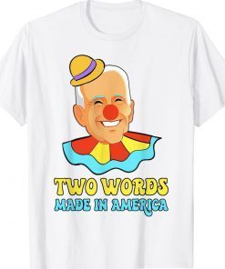 Two Words Made In America Biden Funny Clown Tee Shirt