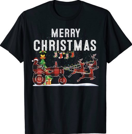 Farm Tractor Merry Christmas Farmer Xmas Funny TShirt