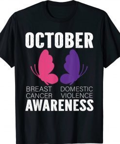 Breast Cancer And Domestic Violence Awareness Butterfly Gift TShirt