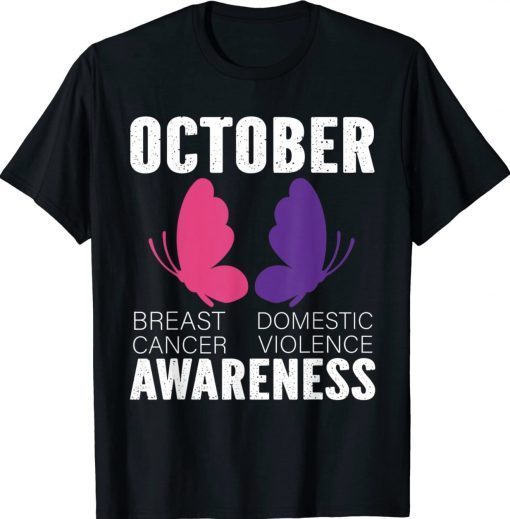 Breast Cancer And Domestic Violence Awareness Butterfly Gift TShirt