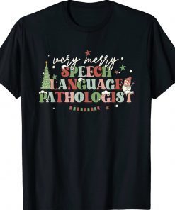 Very Merry Speech Language Pathologist Speech Squad Xmas Tee Shirt