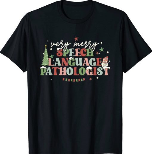 Very Merry Speech Language Pathologist Speech Squad Xmas Tee Shirt