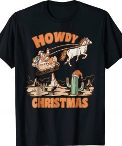 Howdy Christmas Santa Hat Retro Western Family Pajama Funny T-Shirt