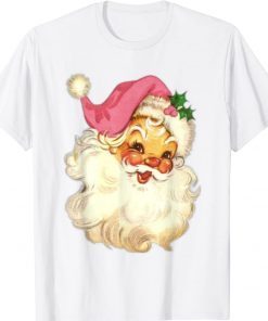 Funny Vintage Pink Santa Claus Pink Christmas Gift TShirt