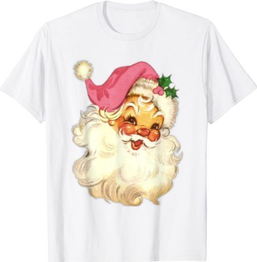 Funny Vintage Pink Santa Claus Pink Christmas Gift TShirt